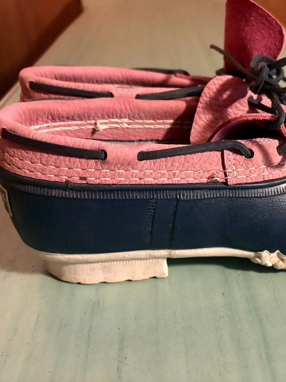 Womens L.L. Bean Pink Blue Low Waterproof Duck Boots Size 10 M - Picture 4 of 14